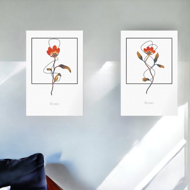 Single Stepphalterung Blume mit Abstraktem Detail Bilderwand Sets (Single Stem Flowers with Abstract Detail Wall Art Sets from Ricaso)