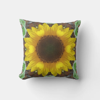 Single Sunflower with Mint Leaves Kissen
