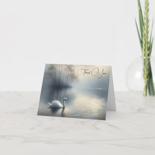 Single Swan am Misty Lake Beileid Vielen Dank Karte (Vorderseite)