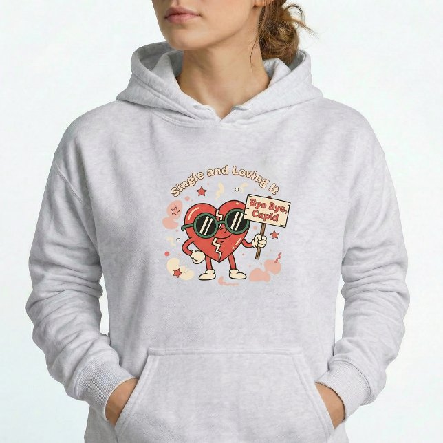 Single und es Liebend Retro Lustiger Kapuzenpullov Hoodie (Von Creator hochgeladen)