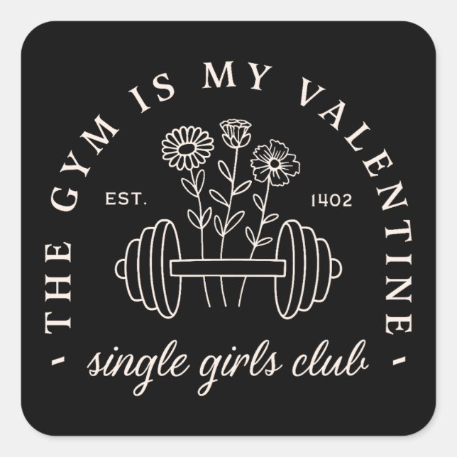 Single Valentine's Day lustige Gymnastik Mädchen Ä Quadratischer Aufkleber (Vorderseite)