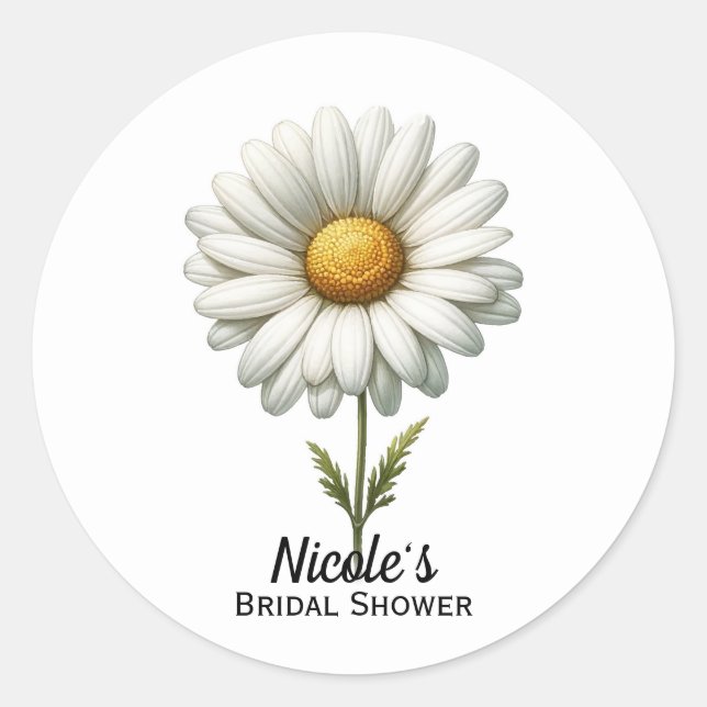 Single White Daisy Blume Runder Aufkleber (Vorderseite)