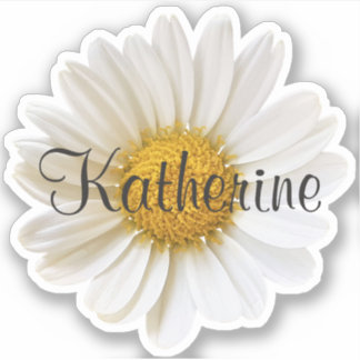 Single White Daisy Individuelle Name Personalisier Aufkleber