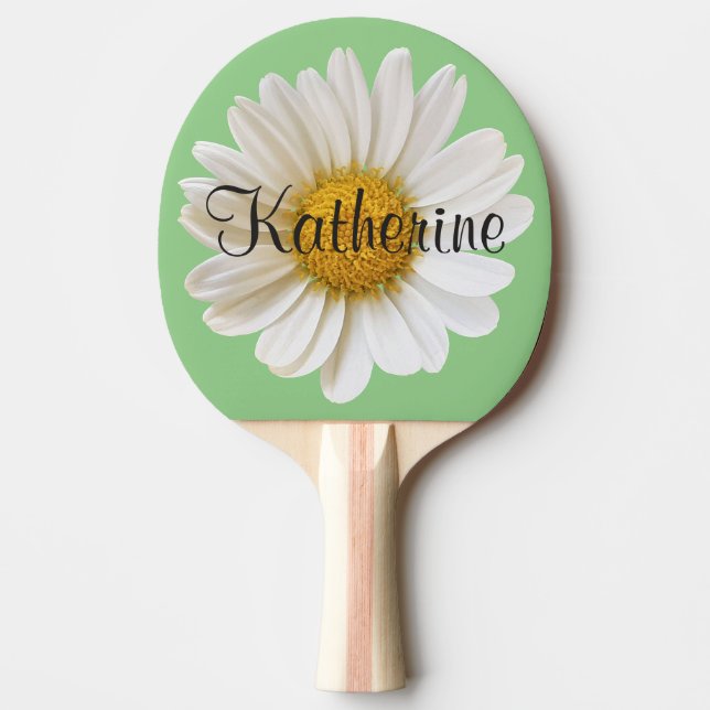 Single White Daisy mit Individuelle Name Sage Gree Tischtennis Schläger (Vorderseite)