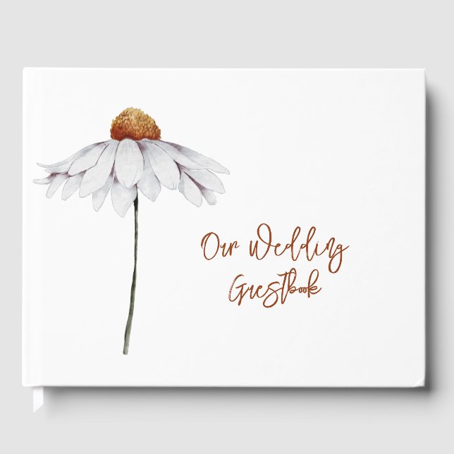 Single White Daisy Wedding Gästebuch (Vorderseite)
