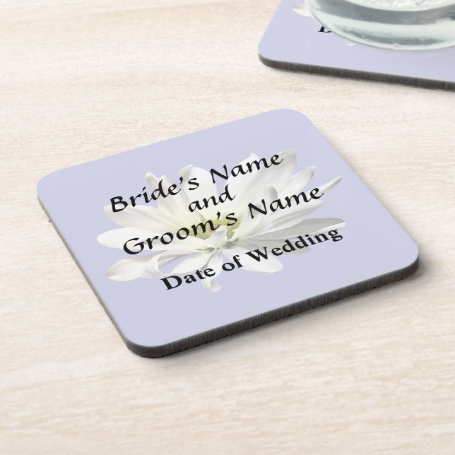 Single White Daisy Wedding Products Untersetzer (Linke Seite)