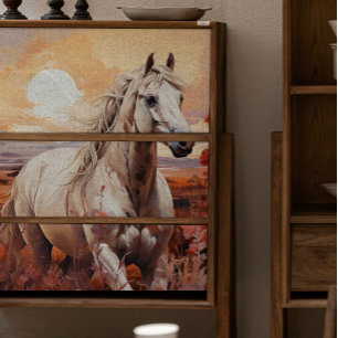 Single White Wild Horse Decoupage Seidenpapier