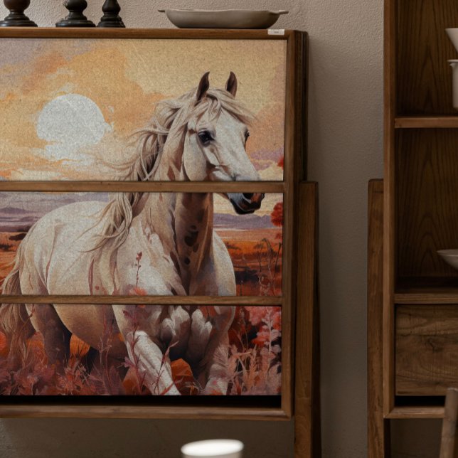 Single White Wild Horse Decoupage Seidenpapier (Von Creator hochgeladen)