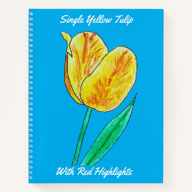Single Yellow Tulip Red Highlights Spiral Notebook Notizbuch (Vorderseite)