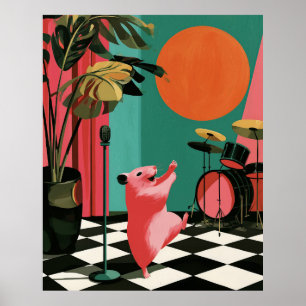 Singt Hamster Retro-Musik-Wandkunst Poster