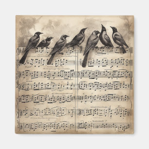 Singvögel auf einer musikalischen Komposition Magnet