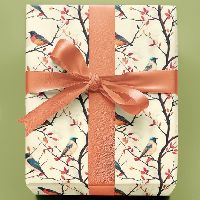 Singvögel auf Zweigen Geschenkpapier (Von Creator hochgeladen)