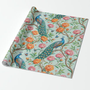 Singvögel Blüten Blätter Botanisches Minze Hinterg Geschenkpapier