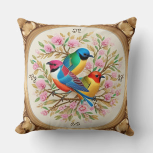 🐦 Singvögel Florales Wurfkissen Naturdeko 🌸✨ Kissen