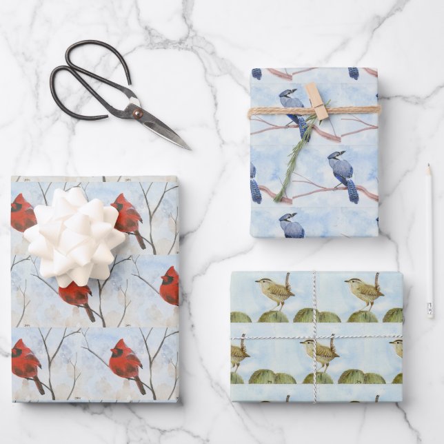 Singvögel Geschenkpapier Set (Vorderseite)