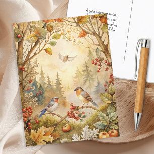 Singvögel Herbstleaare Postkarte