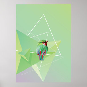 Singvogel im abstrakten Grün Poster