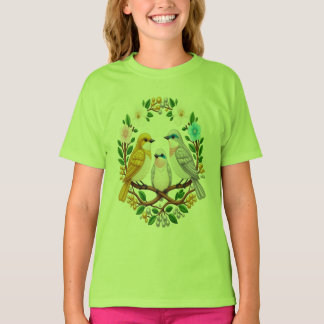 Singvögel in Blüte: Eine Perlen-Symphonie der Natu T-Shirt