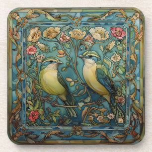 Singvögel in Liebe Romantisches Art Nouveau Design Getränkeuntersetzer