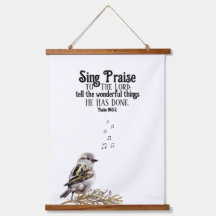 Singvogel mit Musiknoten Psalm Bible Verse