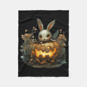 Sinister Bunny Mayhem Creepy Halloween Bunny Pumpk Fleecedecke