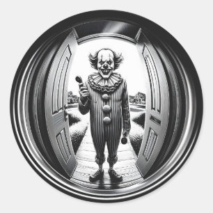 Sinister Clown an deiner Tür   Fisheye Runder Aufkleber