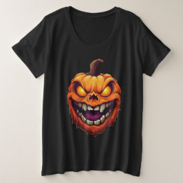 Sinister Grinning Pumpkin Head Große Größe T-Shirt