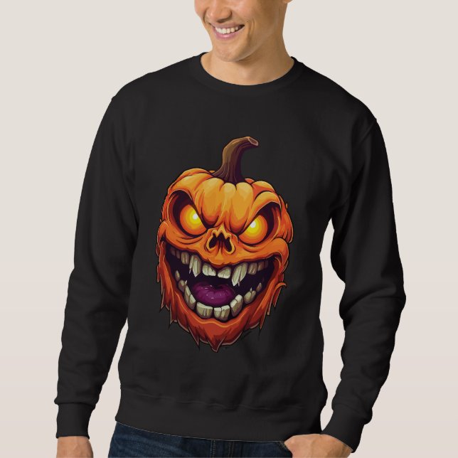 Sinister Grinning Pumpkin Head Sweatshirt (Vorderseite)