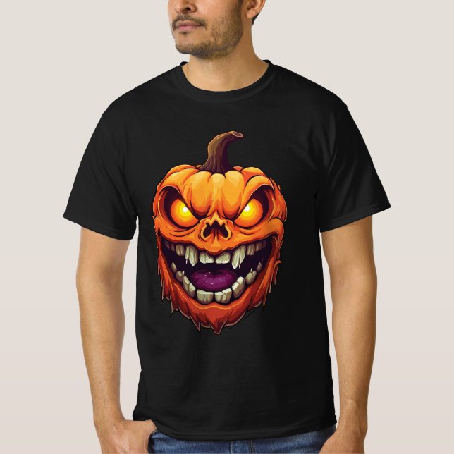 Sinister Grinning Pumpkin Head T-Shirt (Vorderseite)
