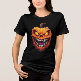 Sinister Grinning Pumpkin Head Tri-Blend Shirt