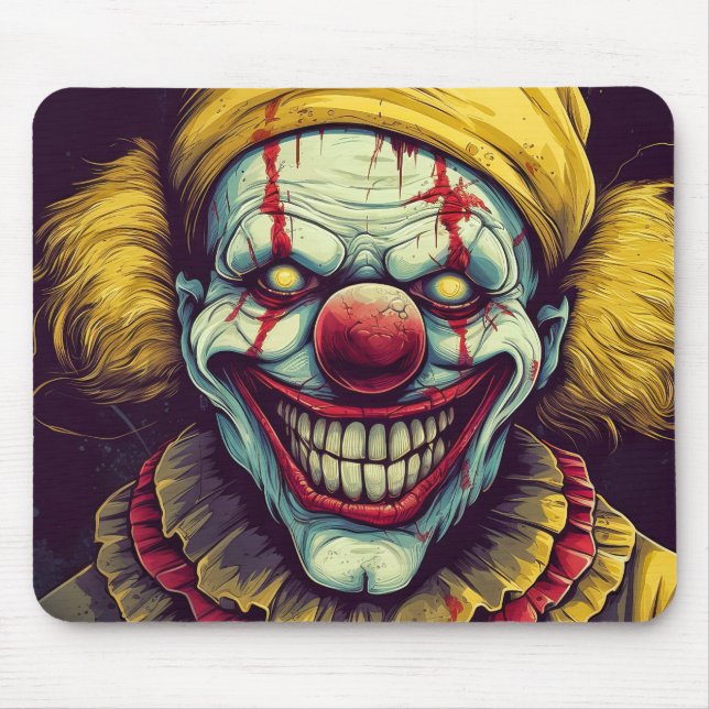 Sinister Karneval Clown Illustration Art Mousepad (Vorne)