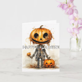 Sinister Pumpkin Scarecrow Happy Halloween Karte