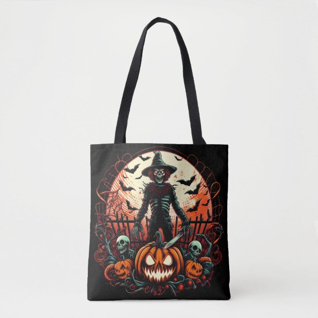 Sinister Scarecrow Kürbislaterne Beängstigend Hall Tasche (Vorderseite)