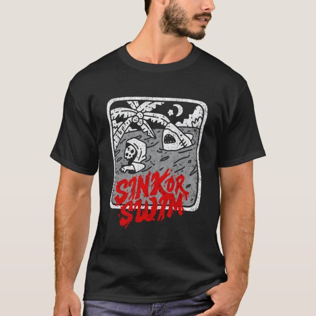 Sink oder Swim Gothic Surfer Tarot Satanic Hexe Go T-Shirt (Vorderseite)