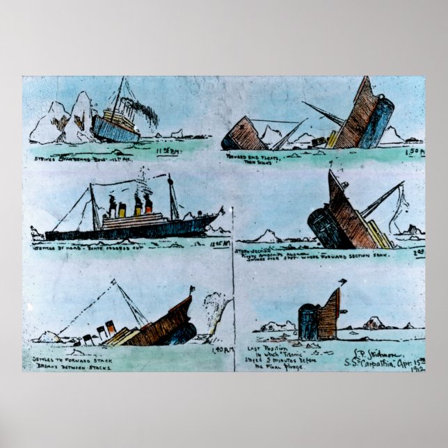 Sinken der Vintagen RMS-Illustration Poster (Vorne)