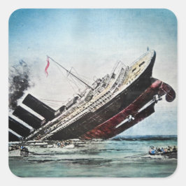 Sinken des Titanic Magic Lantern Slide Quadratischer Aufkleber