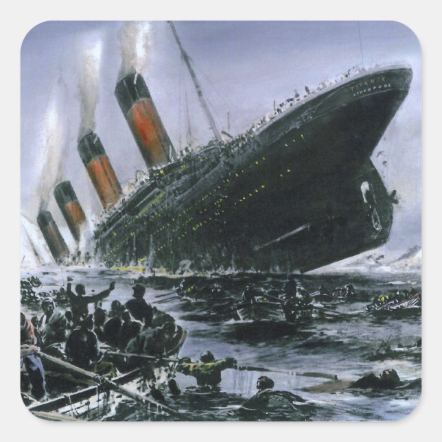 Sinking RMS Titanic Quadratischer Aufkleber (Vorderseite)
