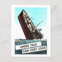 Sinking Schiff "Loose Talk" Warnung Vintag