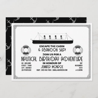 Sinking Ship Thema Escape Room, Geburtstagsparty Einladung