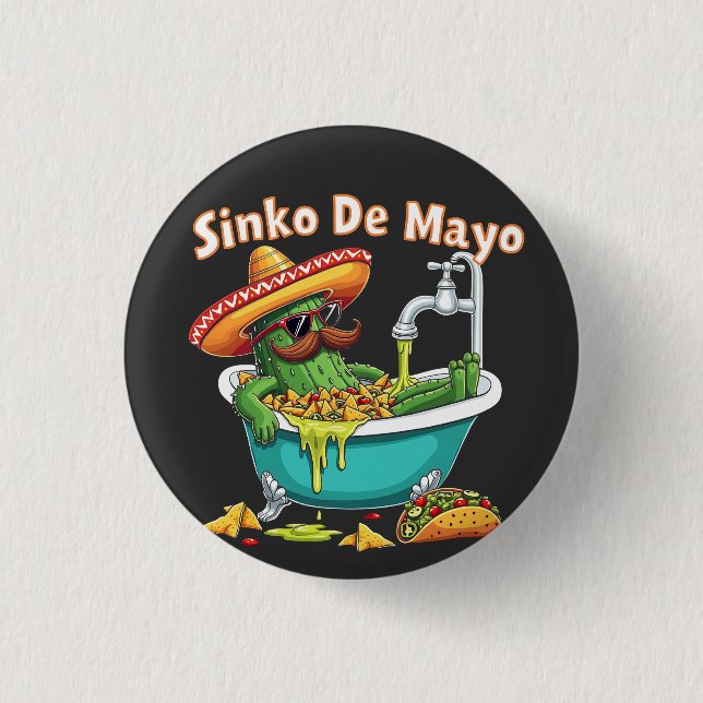 Sinko de Mayo"Funny Cinco de Mayo Cactus Button (Vorderseite)