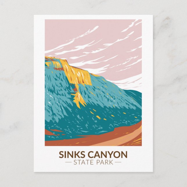 Sinks Canyon Staat Park Wyoming Vintag Postkarte (Vorderseite)