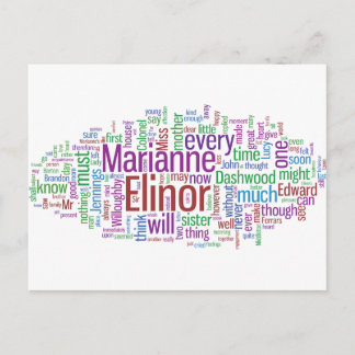 Sinn und Empfindlichkeit Word Cloud Postkarte