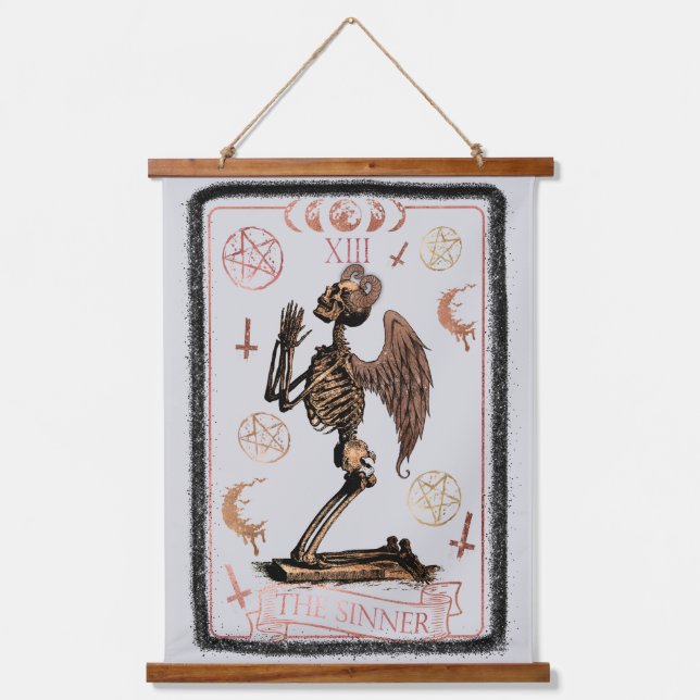 Sinner-Tarot-Karte Wandteppich Mit Holzrahmen (Vorderseite)