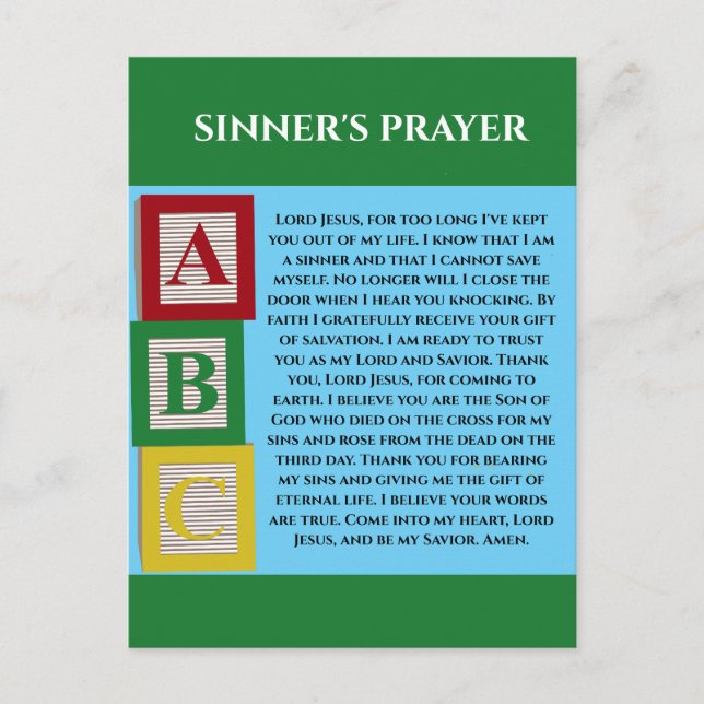 SINNERS PRAYER POSTKARTE (Vorderseite)