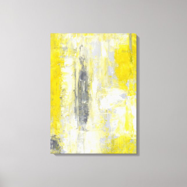 'Sinneswandel' Graue und gelbe Abstrakte Kunst Leinwanddruck (Vorderseite)