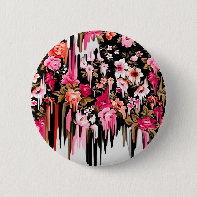 Sinneswandel, schmelzendes Blumenmuster Button (Vorderseite)