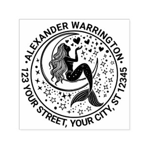 Sinnlich Mermaid Crescent Moon Name Rücksendeadres Permastempel