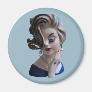 Sinnliche Dame Diva mit Manicure Head Vase Magnet