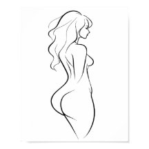 Sinnliche Frauenkörper-Strichzeichnung Minimalisti
