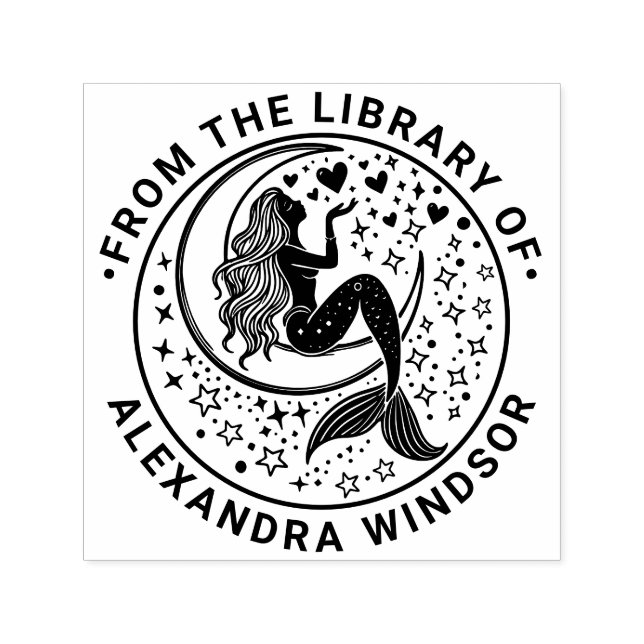 Sinnliche Meerjungfrau auf dem Crescent Moon Libra Permastempel (Design)